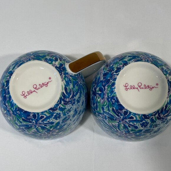 LILLY PULITZER (NEW) "High Maintenance" Set of 2 Ceramic Mugs, Royal/White-12 OZ - Picture 7 of 8